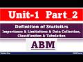 CAIIB ABM Unit 1 Part 2 Definition of Statistics, Importance & Limitations & Data Collection