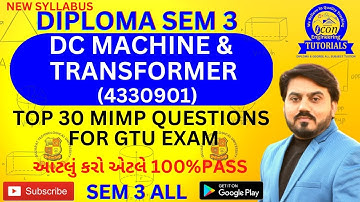 DC MACHINE & TRANSFORMER (DCMT)(4330901)TOP 30 MIMP  QUESTION FOR GTU || SEM 3 ELECTRICAL IMP#gtuimp