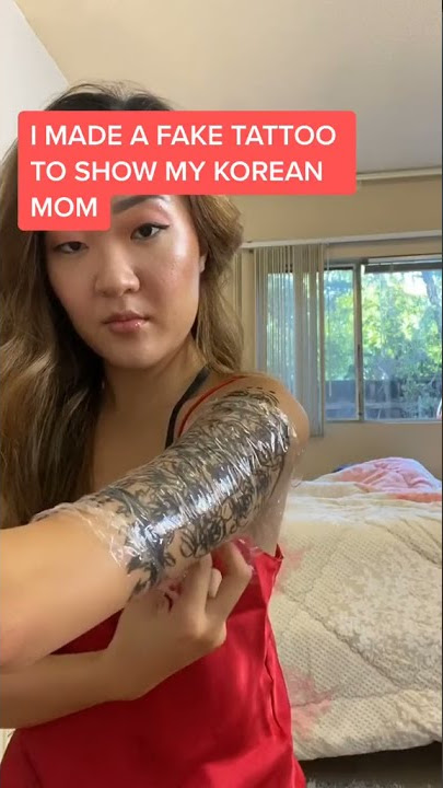 Fake tattoo prank on my korean mom 😂 #shorts