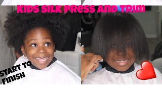 Salon Work | Kids Silk Press &amp; Trim from start to finish!