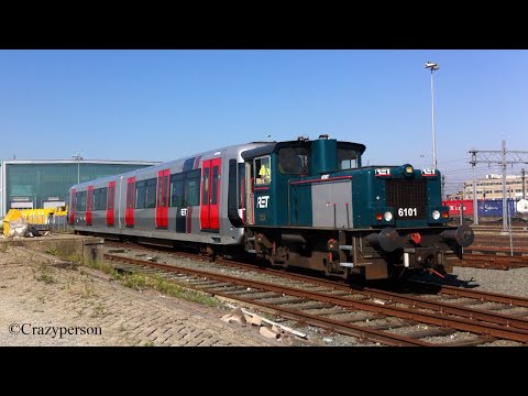 RET loc 6101 haalt metrorijtuig 5416 van het keerspoor richting remise Waalhaven!