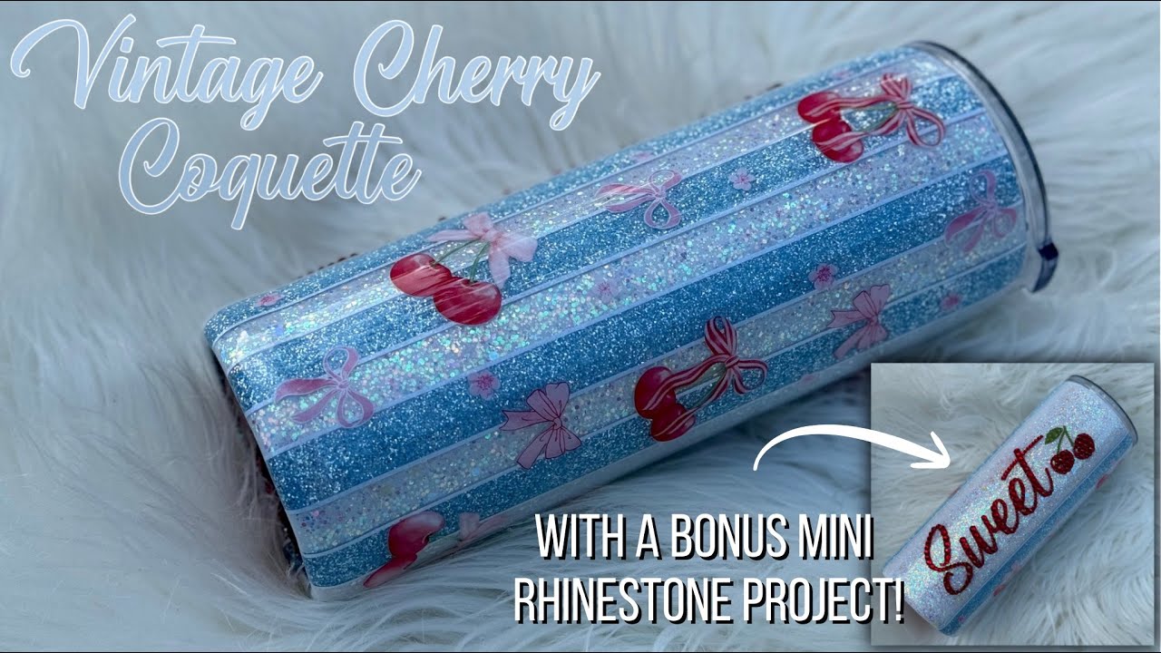Vintage Cherry Coquette Striped Tumbler Tutorial 