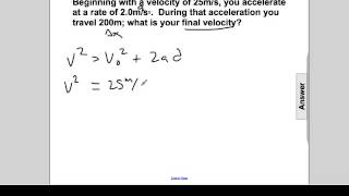 Kinematics - Kinematics Equation 3 Q69