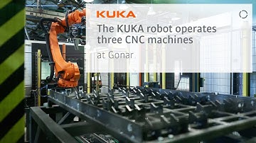 The KUKA robot operates three CNC machines at Gonar