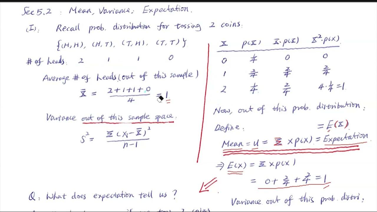 Lecture 5 2 part a mean variance probability distribution - YouTube