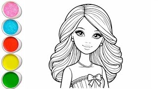 Cute Elsa & Barbie Girl Drawing For Kids, Painting & Coloring For Kids Lets Draw Together