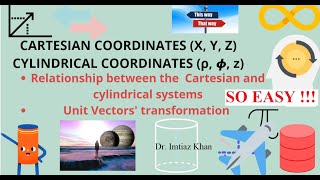 Famous Relations between cylindrical  and Cartesian coordinate systems | Unit vectors in same system #maths Wealth