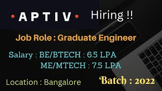 APTIV Off Campus Hiring Freshers for the Role of Graduate Engineer Trainee |