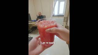 “Thank you for the watermelon juice made by the employee’s own hands.” #funny#shorts