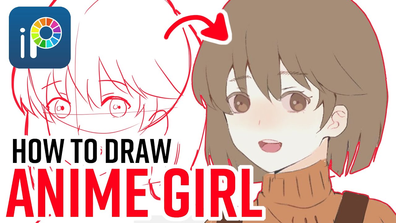 how to draw cute anime girl in ibis paint x, beginner tutorial