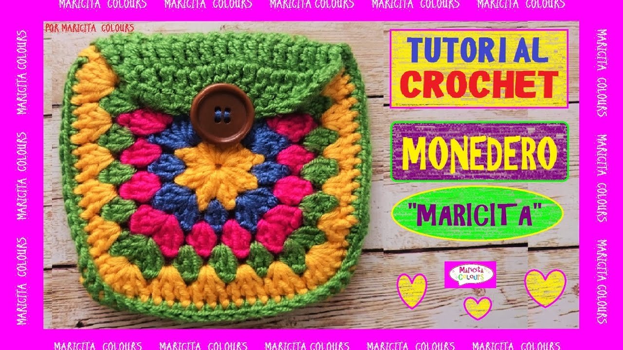 Monedero / bolsita Crochet Colours Tutorial Gratis! YouTube