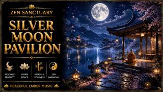 Night Meditation Music 🌙 Silver Moon Pavilion ✦ Japanese Koto & Crystal Bowls ✦ 3 Hours