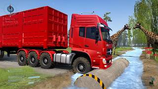SpinTires:MudRunner GamePlay |Truck vs Extreme Broken Road with Speed Bumps #mudrunner #spintires screenshot 3