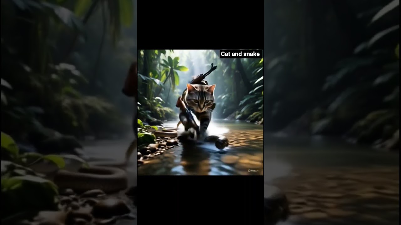 Cat & snake Enter Water with a Gun bang!