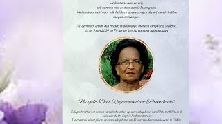 De uitvaartdienst en crematie van Nistjela Debi Raghoenandan - Premchand. Woensdag 8 mei 2024.