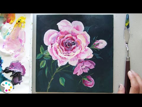 How to Paint a Rose Acrylic  Easy StepbyStep Painting