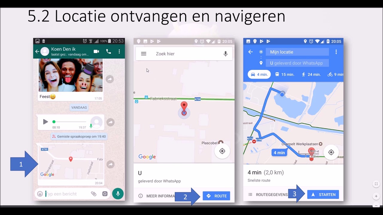 8. WhatsApp op Android: Whatsapp live locatie delen - YouTube