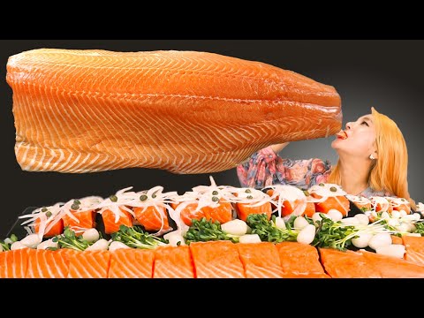[Mukbang] 두툼한 생연어회 소스듬뿍먹방 Salmon Mukbang サケ cá hồi ปลาแซลมอน ikan salem ASMR Eating Sound | 쎄미