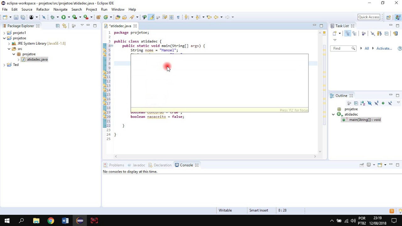 Criando o primeiro código java Eclipse - YouTube