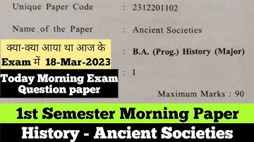 sol du B.A Programme Ancient Societies Question Paper Morning Shift 2023