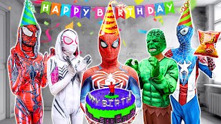 What If 10 SPIDER-MAN in 1 HOUSE ??? || Red Spider's Special Birthday Gift ( Funny Action )