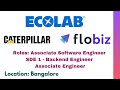 Ecolab | FloBiz | Caterpillar Hiring Associate Software Engineer | SDE 1 | Associate Engineer |