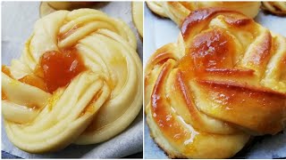 Brioches Fleur moelleuses à la confiture pâte sans pétrissage Gouter recette facile cuisine marocain screenshot 4