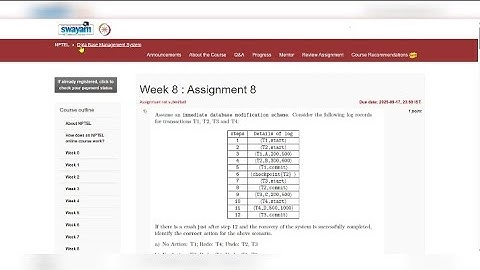 Database Management System (DBMS) – Week 8 Assignment Solutions | NPTEL 2025 