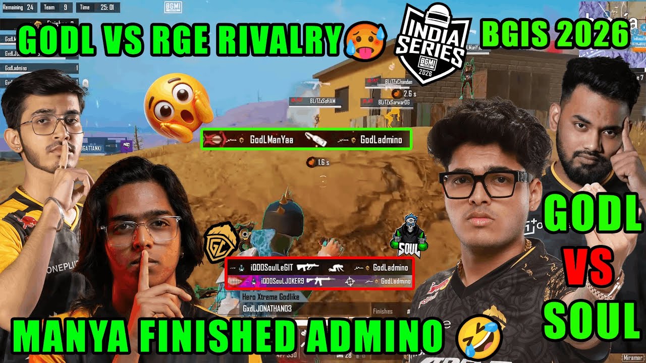 GODL VS RGE RIVALRY BGIS DAY 6 🥵ADMINO VS LEGIT😱PANIC MANYA🤣GODLIKE 💛SOUL 🚀BGIS 2026💀GODL HIGHLIGHTS