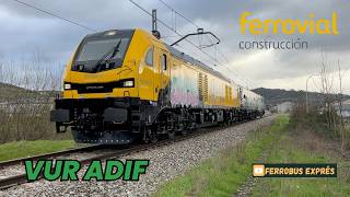 S-337-016 de Ferrovial con VUR y Dresina de ADIF a su paso por O Barco