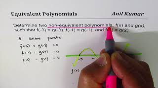 Determine non equivalent polynomials f(-3) = g(-3) f(-1) = g(-1) and f(2) = g(2)