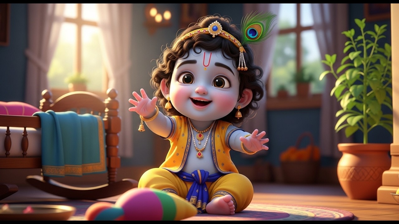 Shree Krishna Govind Hare Murari | Little Krishna Lullaby | Peaceful Baby Sleep Song 💙
