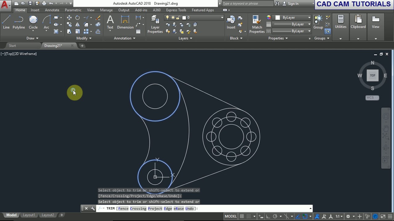 AutoCAD 2018 EXERCISE TUTORIAL FOR BEGINNERS 21# - YouTube