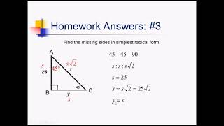 Special Right Triangles: Problem Set #1