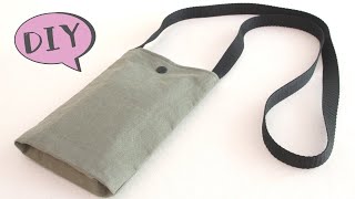 DIY smart phone bag /Crossbody bag スマホポーチ簡単マチ付き作り方｜6箇所縫うだけ！