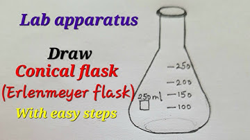 Conical flask drawing, Erlenmeyer flask drawing , Draw Chemistry lab equipment , Draw lab apparatus
