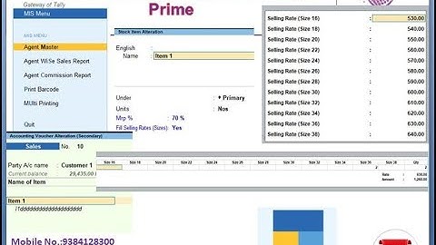 Garment or Textile Size wise Rate Allocation Invoice with agent commission Module in Tally Prime AGS