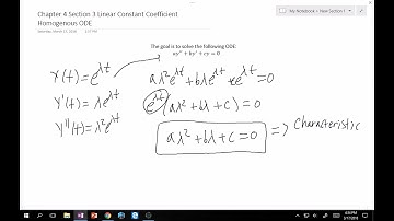 4.3 Linear Constant Coefficient Homogeneous ODE