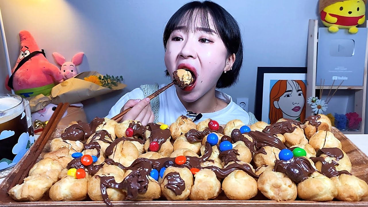 미니슈 50개 누텔라 프로피테롤 먹방 Dessert Mukbang