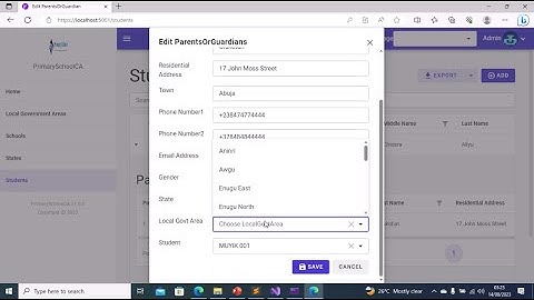 Lesson 17 Implement Cascading Dropdowns on Add And Edit Parent/Guardian Pages