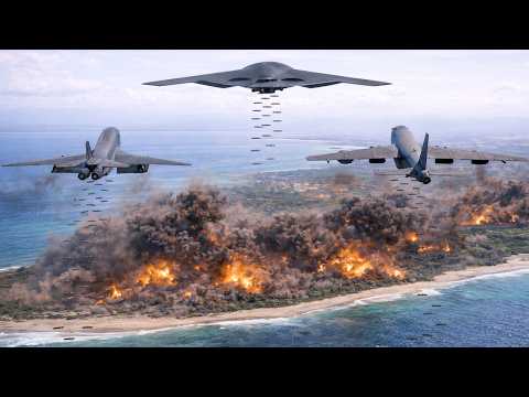 Three U.S. Bombers Execute Large-Scale Bombing Operation Over Island Target