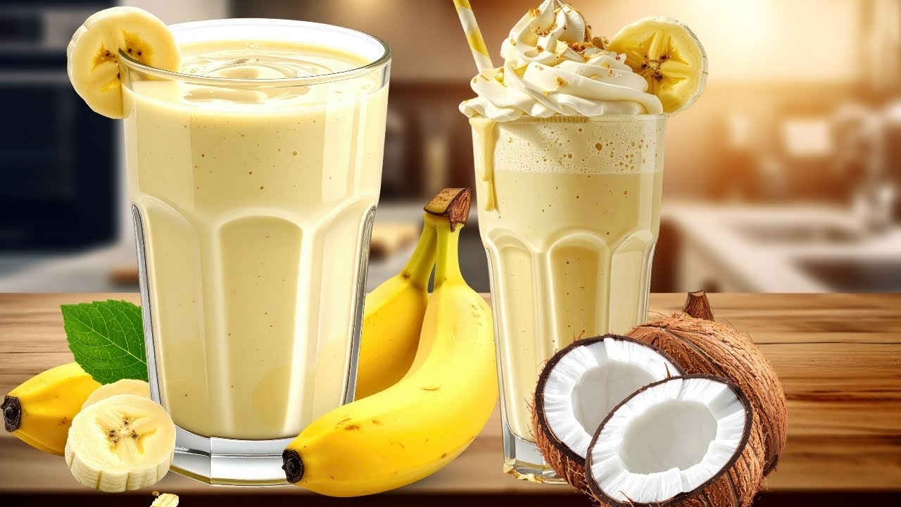 Бананово-кокосовый смузи 🥥🍌 | Кремовый, полезный и готовится за 5 минут