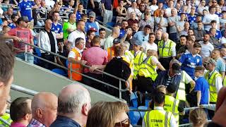 Liverpool fans being kicked out of Cardiff's Canton Stand.