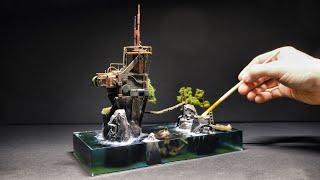 Sea Monster + Island Outpost | Resin Art Diorama
