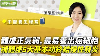 體虛正氣弱，最易養出癌細胞！補體虛5大基本功終結慢性發炎︱陳曉萱 中醫師【早安健康】