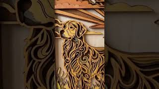 Golden Retriever Layered Wood Art SVG, Dog Lover Laser Cut File, Pet Memorial Wall Decor #laserfile