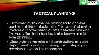 Tactical Planning ( Principle of Management)