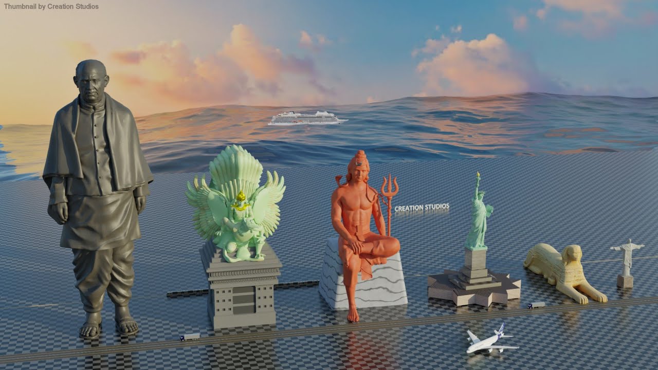 Different Scale Statues Example Tallest Statue Size Comparison | 3d Animation comparison (60 fps) - YouTube