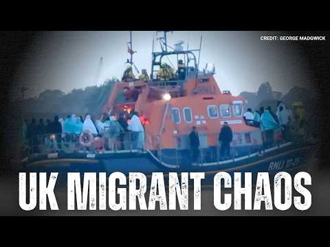 Chaos in the UK after illegal migrants arrive by boat causing huge protests inflaming crisis