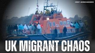 Chaos in the UK after illegal migrants arrive by boat causing huge protests inflaming crisis